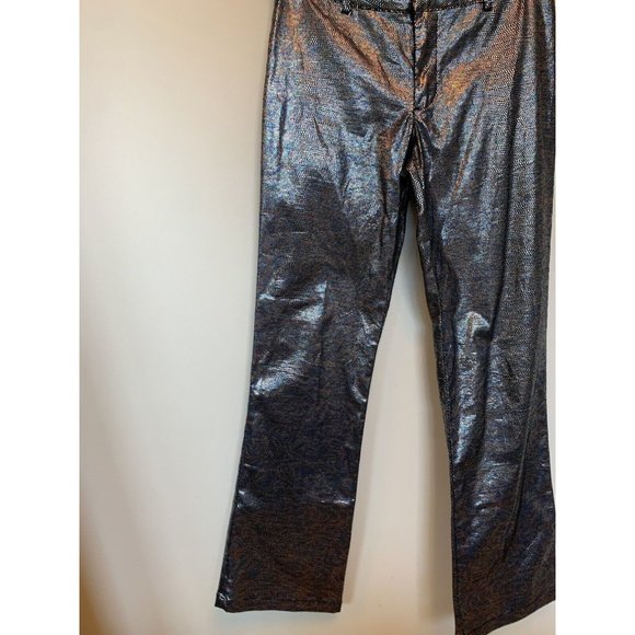 Vintage Guess Metallic pants snake skin pattern rainbow women’s size 29 x 29.5 - Picture 2 of 11
